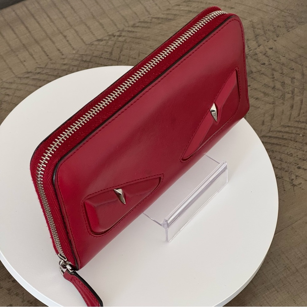 Fendi Monster Eyes Zip Around Wallet - Red - Picture 5 of 17
